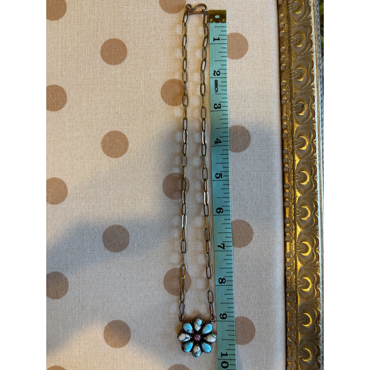 Copper and Turquoise Cluster Necklace on a beautiful paper clip chain