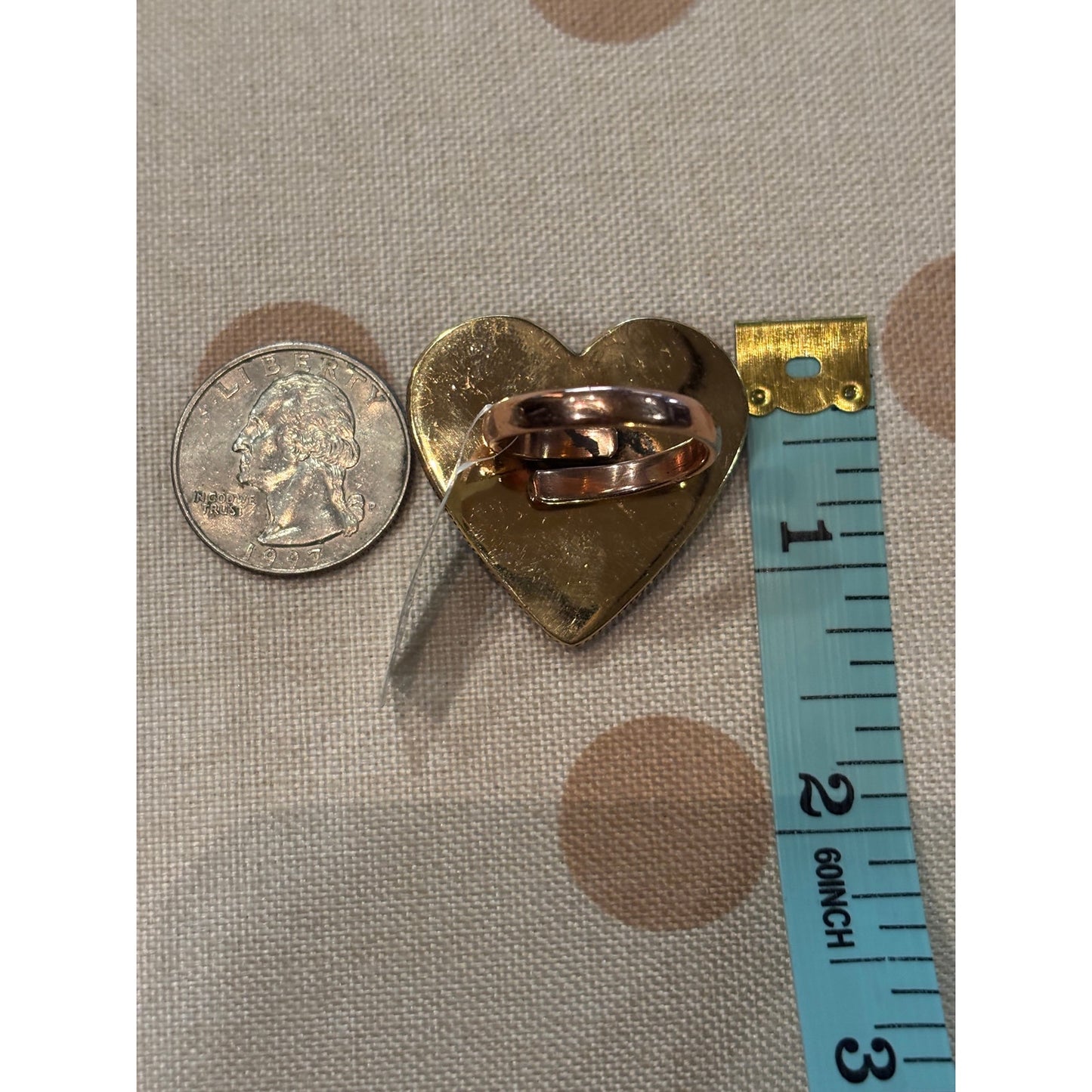 Kingman Mohave Turquoise Heart Cluster Copper Ring