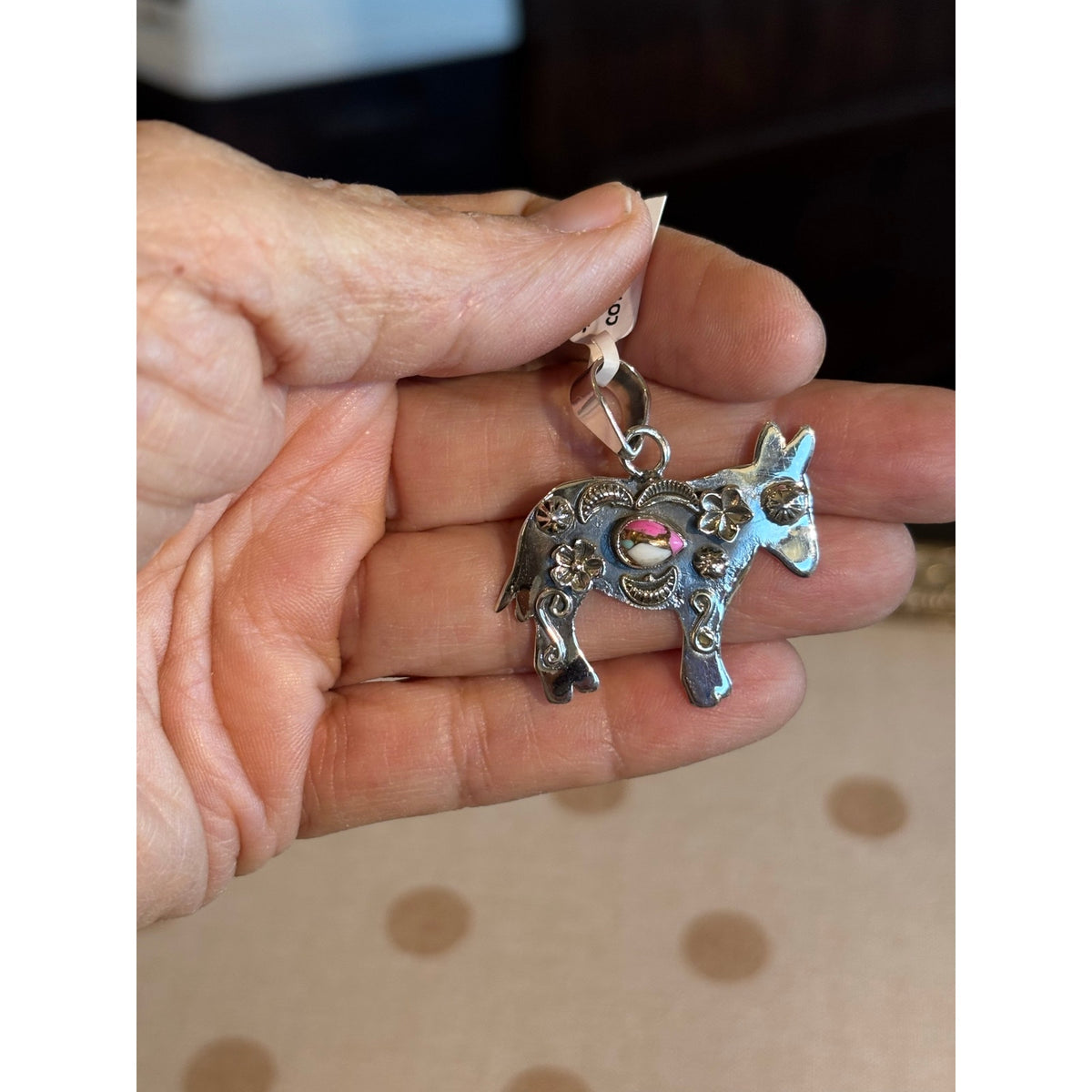 Cotton Candy Turquoise Southwestern Donkey Pendant – Sterling Silver