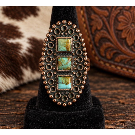 Sonoran Mountain Turquoise Copper Ring, Adjustable 8–11
