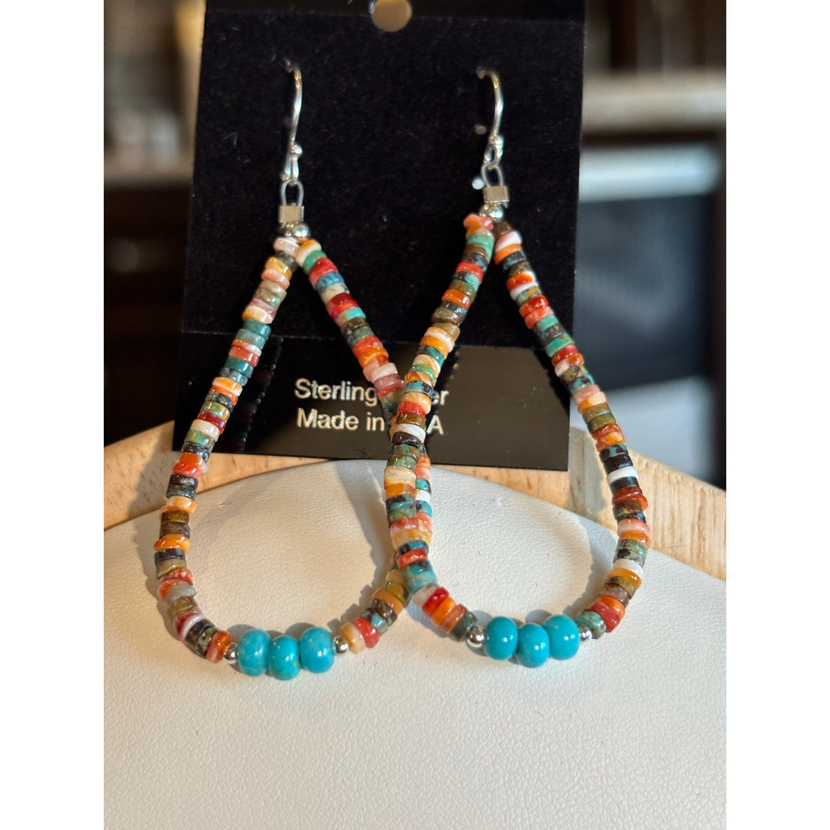 Spiny Oyster & Turquoise 16" Necklace and 2" Earring Set