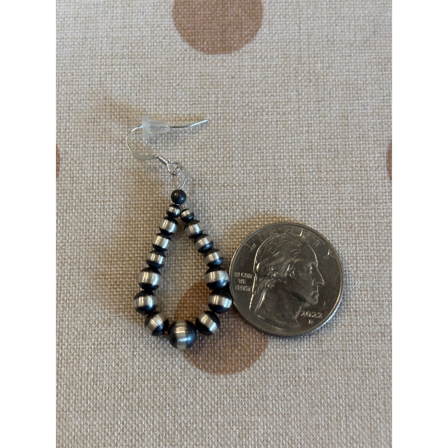Pearl Bead Graduated Loop Earrings/ Sterling Silver