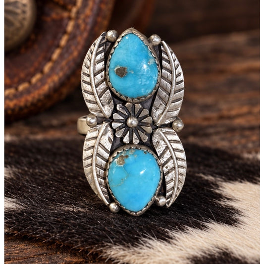 White Water Turquoise In Sterling Silver/ 2 Tear Drop Stones