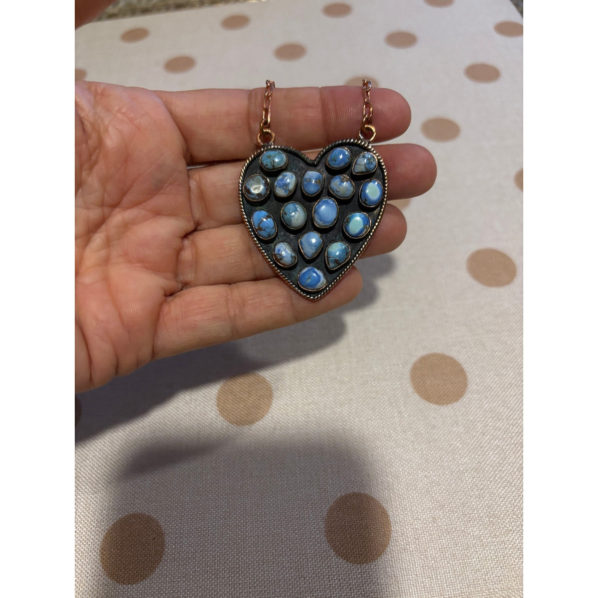 Kingman Large Turquoise Heart in Copper Statement Pendant Necklace