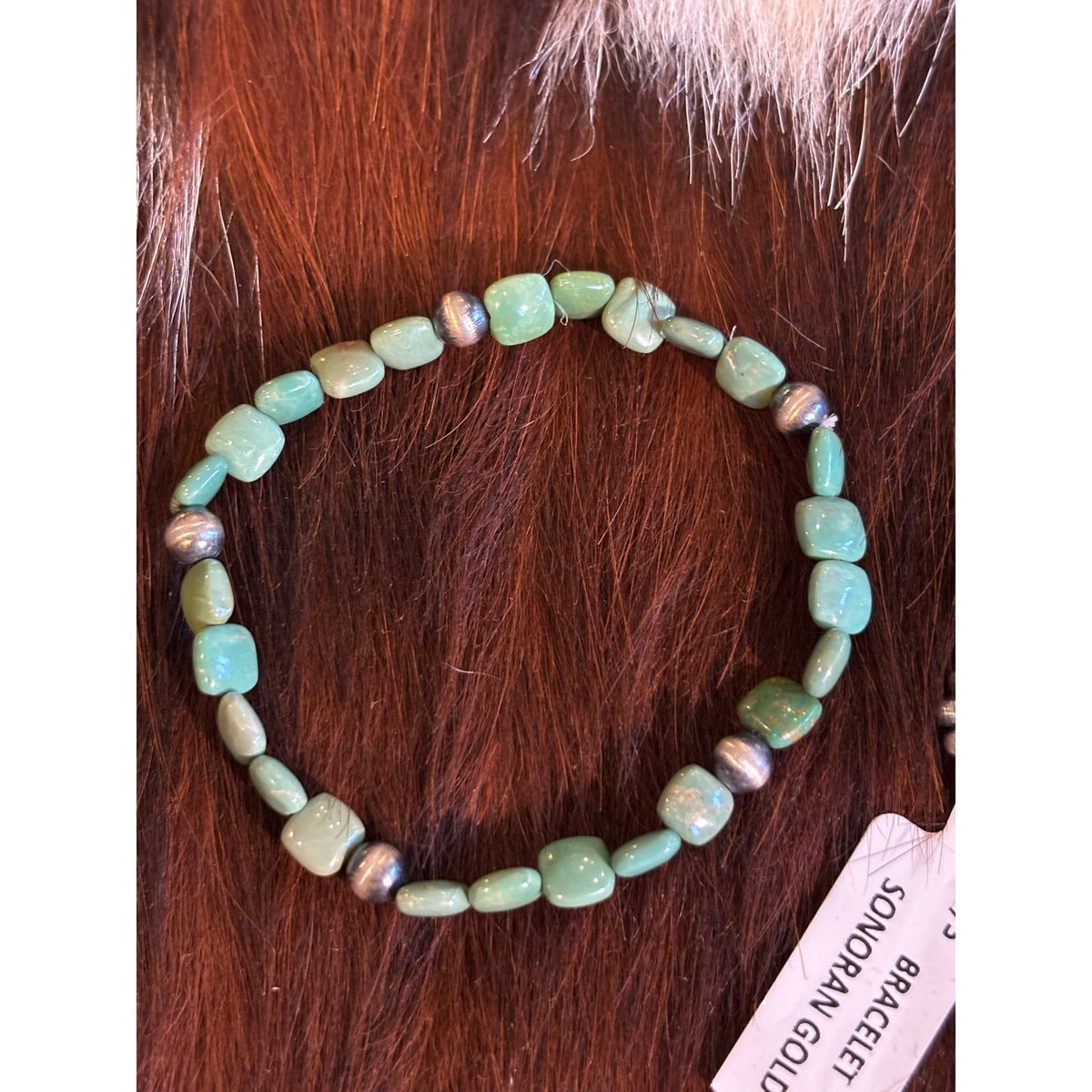 2 Kingman & Sonoran Turquoise sterling pearl bead bracelets