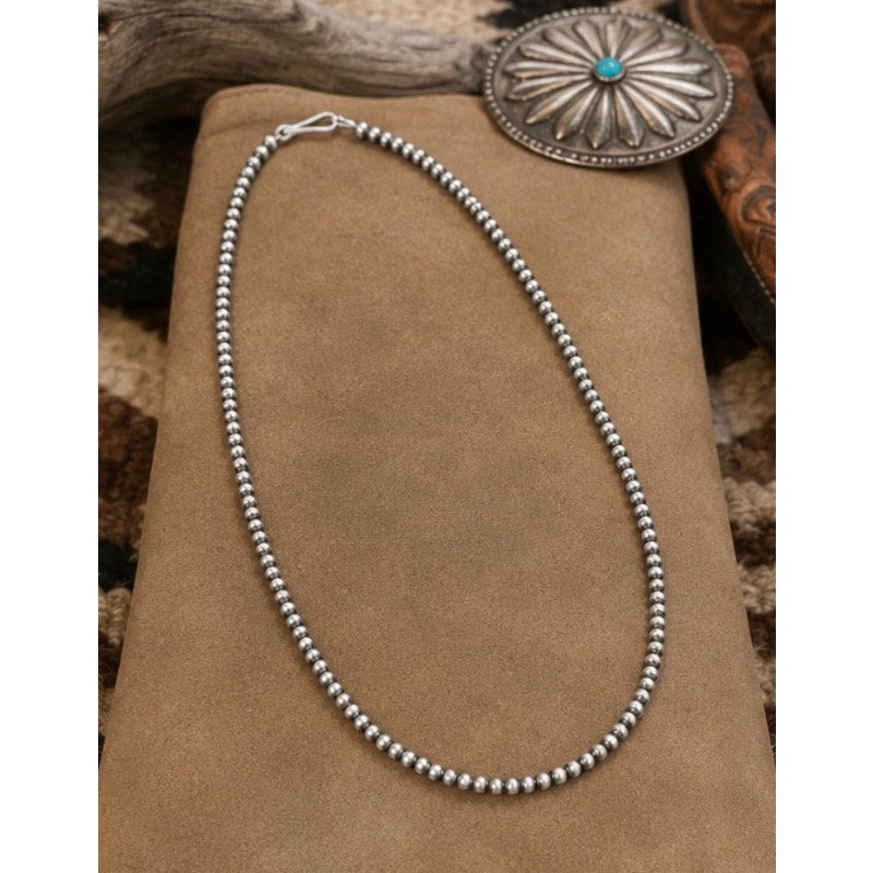 Pearl Beads Sterling Silver 4mm 16” Southwestern Style