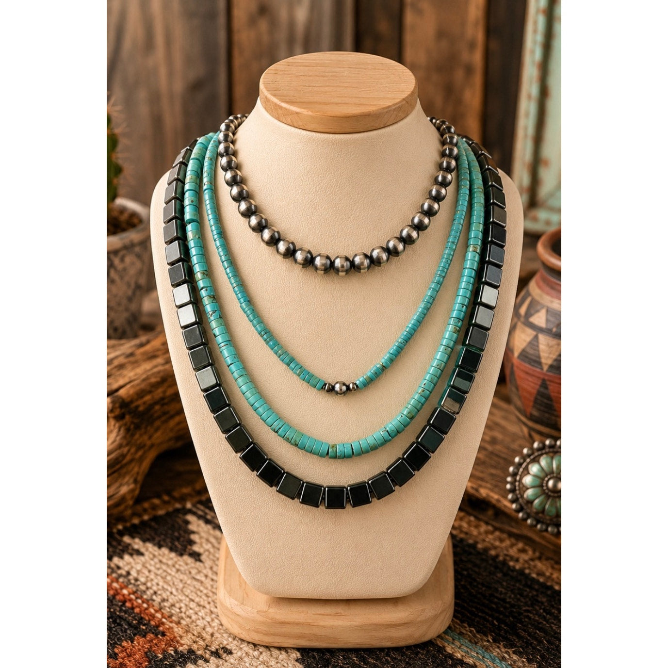 Graduated Sterling Silver Pearl Bead Choker | 14" 3mm–8mm Southwestern