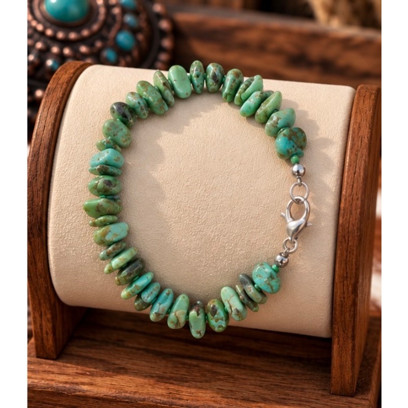 Kingman Turquoise Nugget Bracelet – Size 7, Western Style