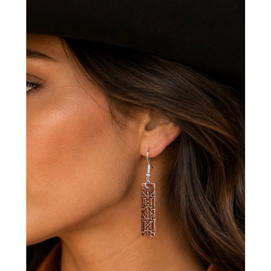 Beautiful Copper Dangling Earrings with Stamped designs