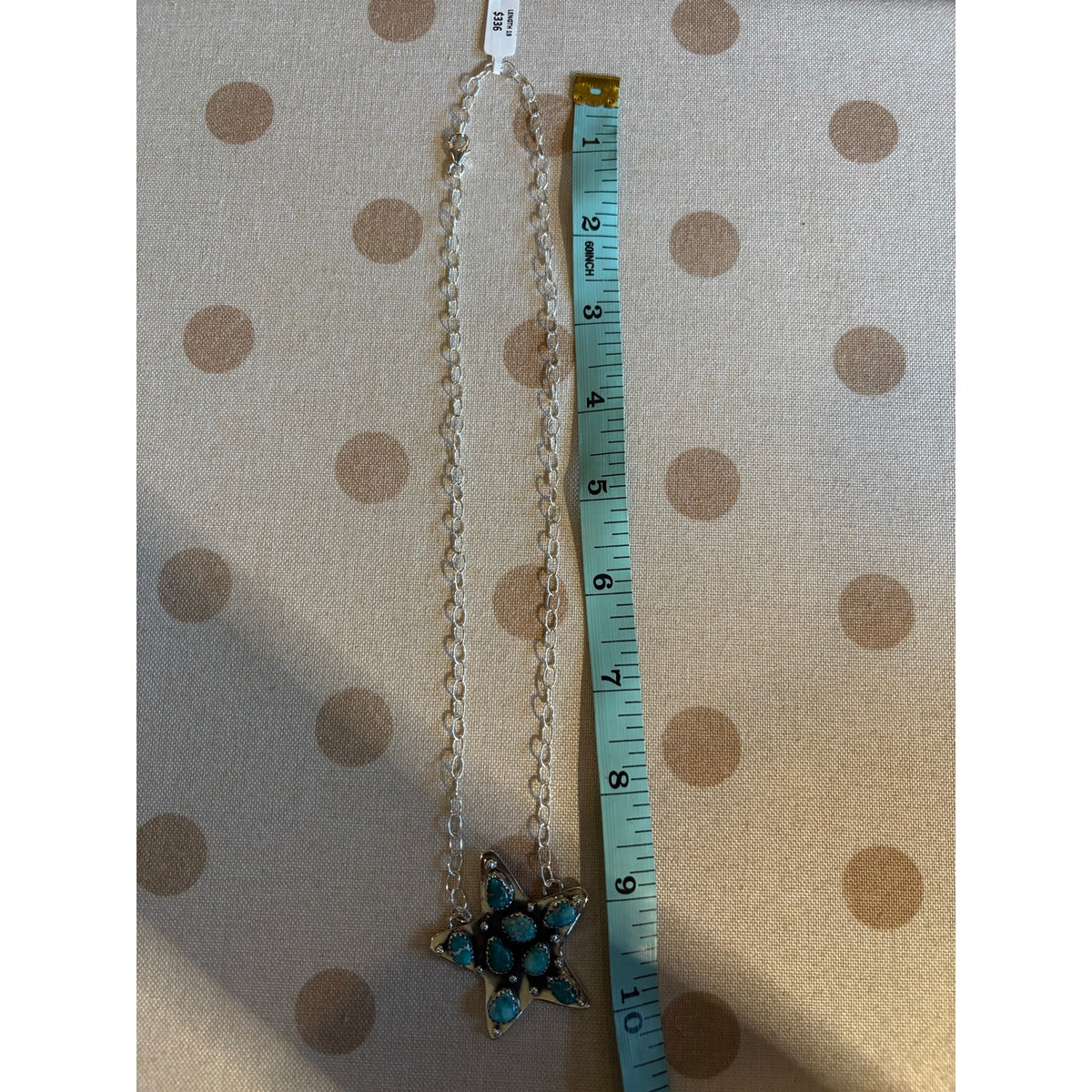 White Water Turquoise Sterling Silver Star Necklace – 20" Southwestern