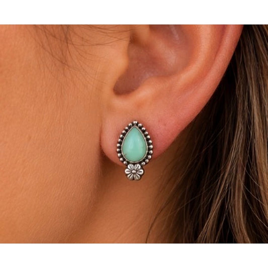 Paloma Turquoise Sterling Silver Post Earrings – Southwestern Teardrop Design