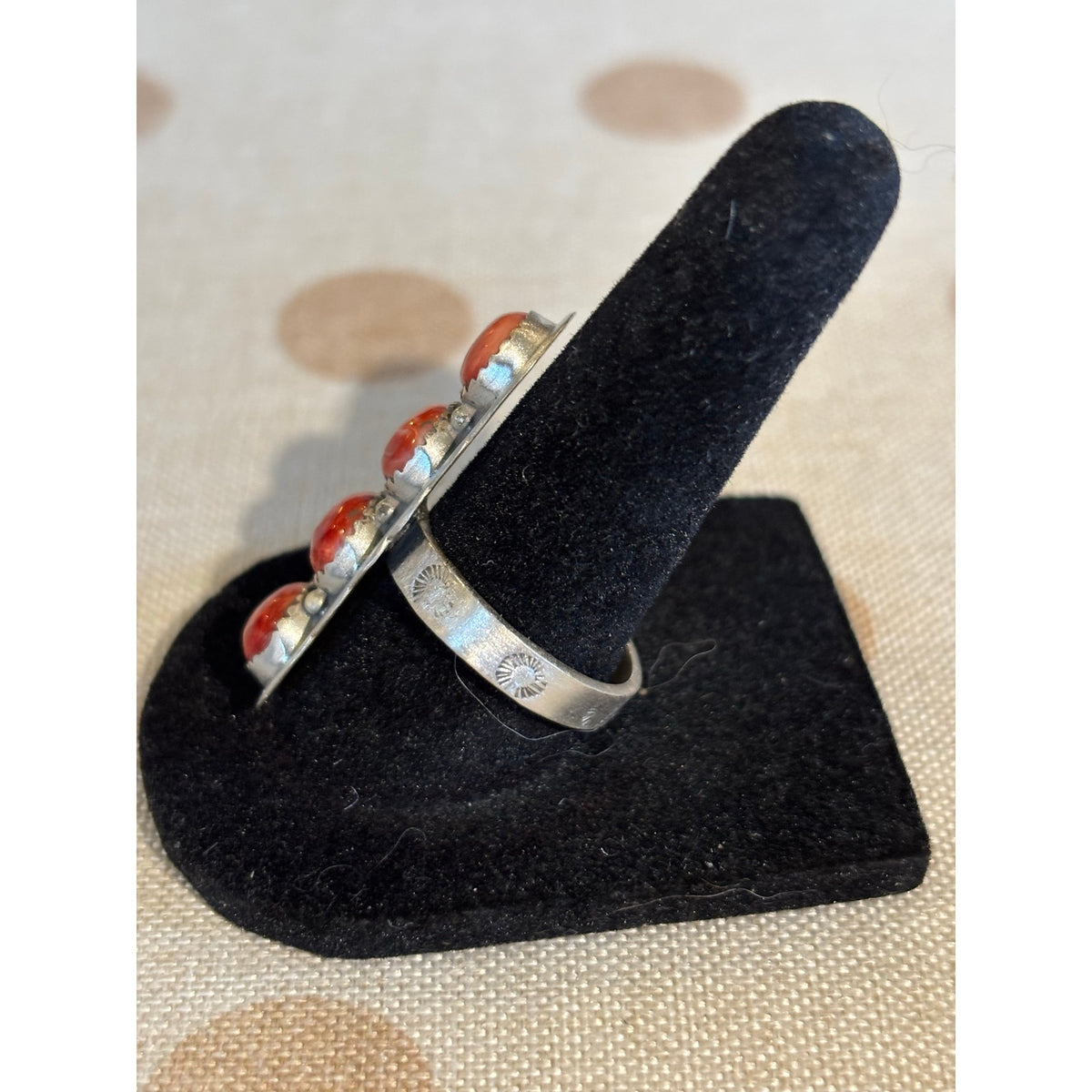 Bold Red Spiny Southwestern Statement Crawler Ring – Sterling Silver