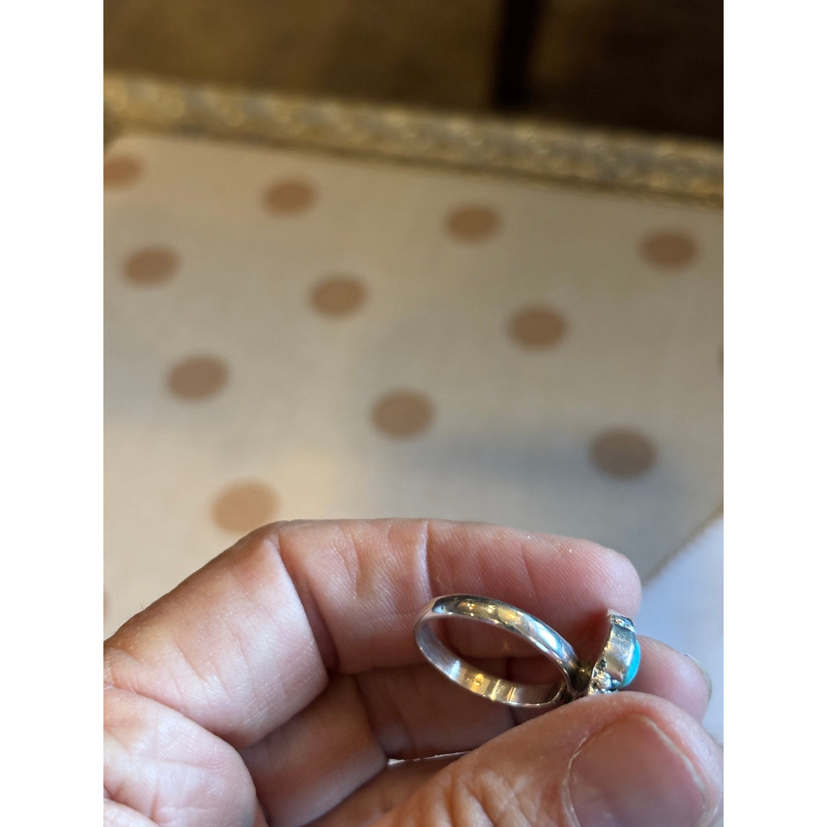 Kingman Mohave Turquoise Cluster Ring, 925 Sterling Silver