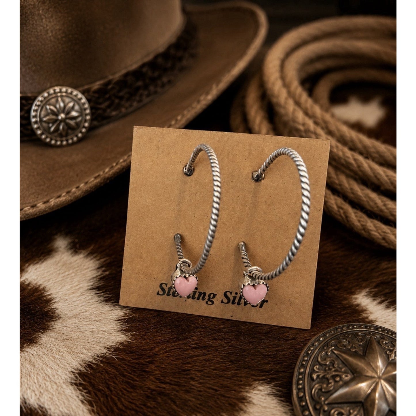 925 Sterling Silver Pink Conch Hoop Earrings for Women