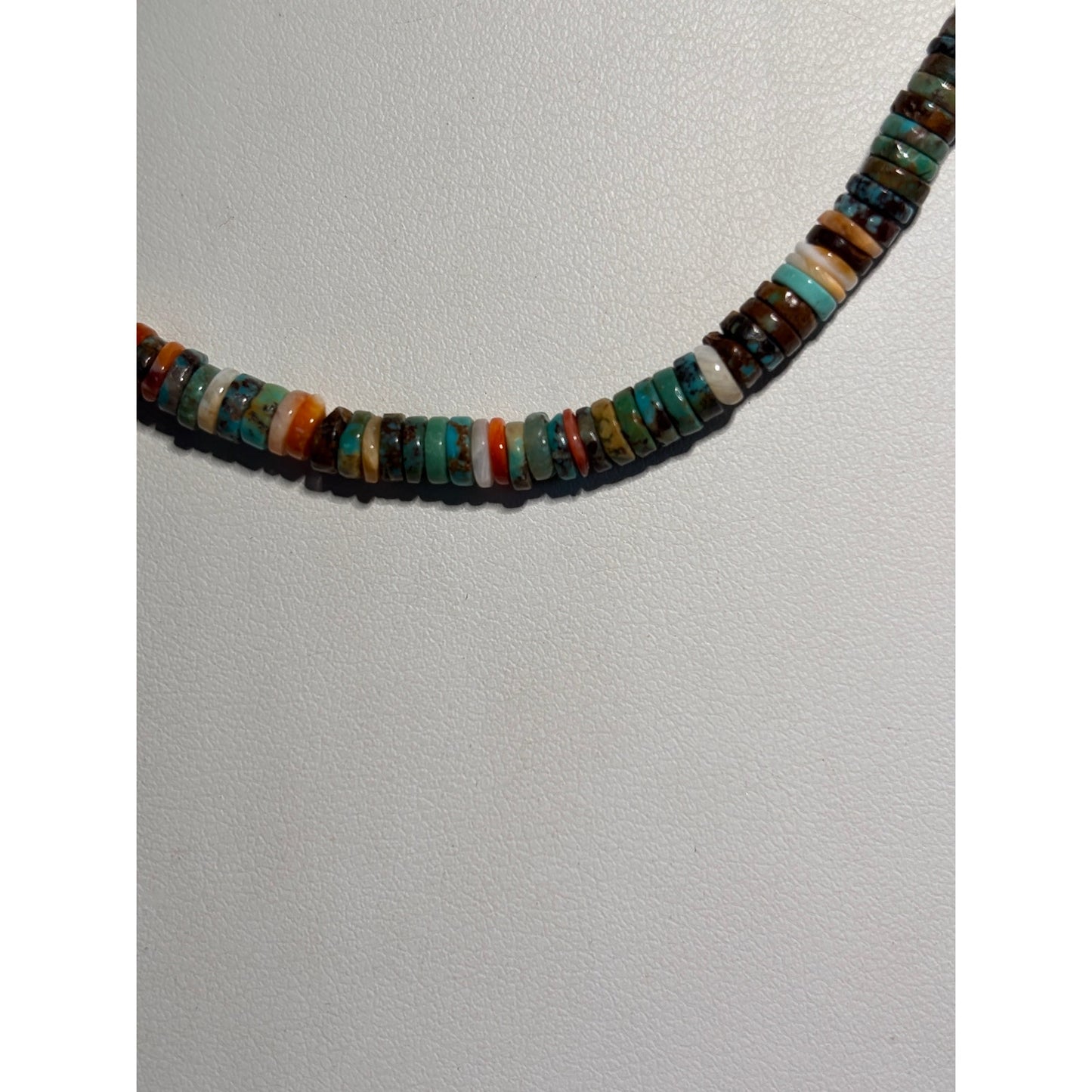 Copied - Spiny Turquoise Heishi Necklace 16”,.