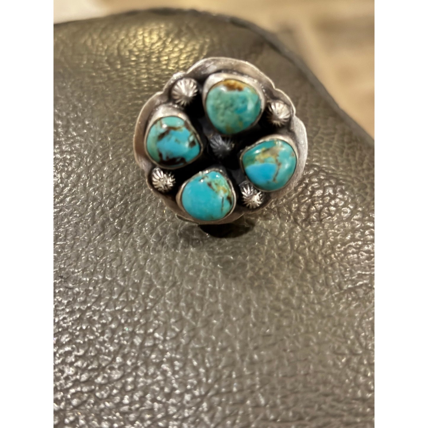 Number Eight Turquoise Cluster Ring in Sterling Silver