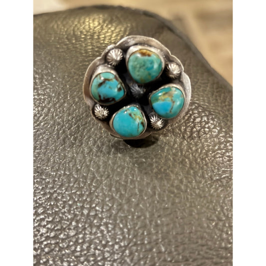 Number Eight Turquoise Cluster Ring in Sterling Silver