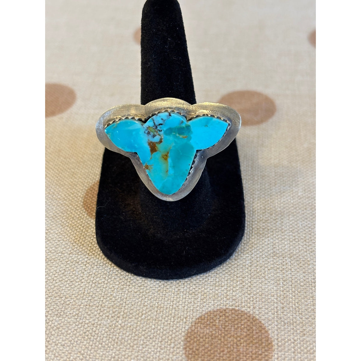 Number 8 Turquoise Steer Head Sterling Silver Ring | Ranch Cattle Western Ring