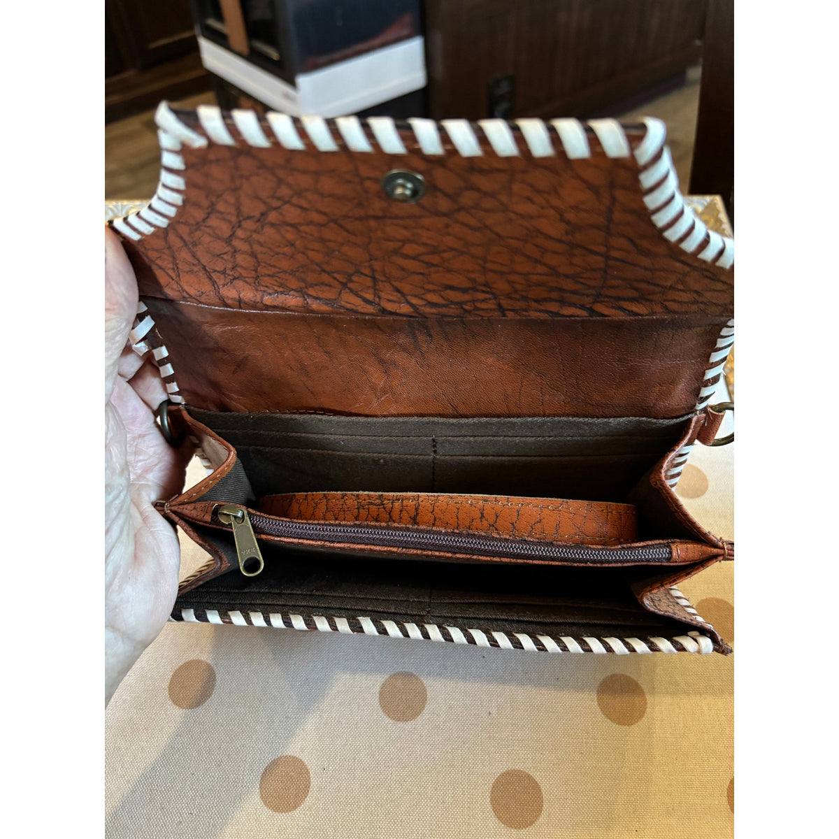 Leather Tooled Cowhide Crossbody Purse/ Wallet