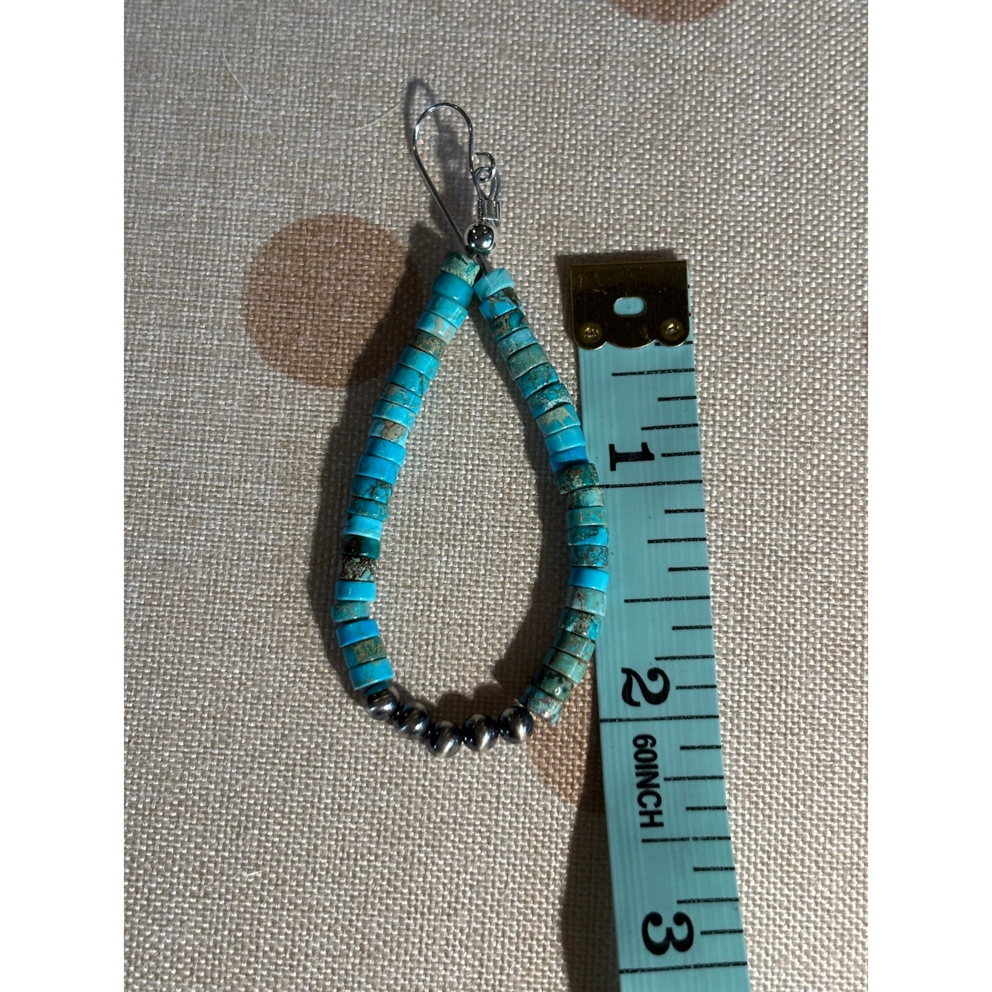 Cinnamon Jasper Turquoise Heishi Earrings/ Sterling Silver