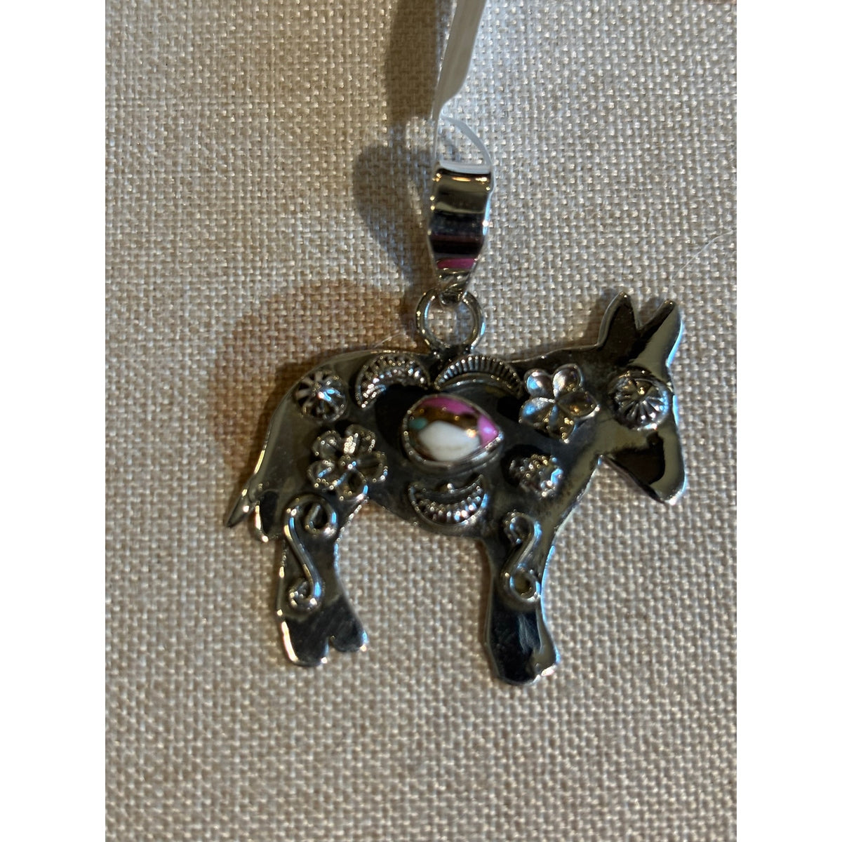 Cotton Candy Turquoise Southwestern Donkey Pendant – Sterling Silver