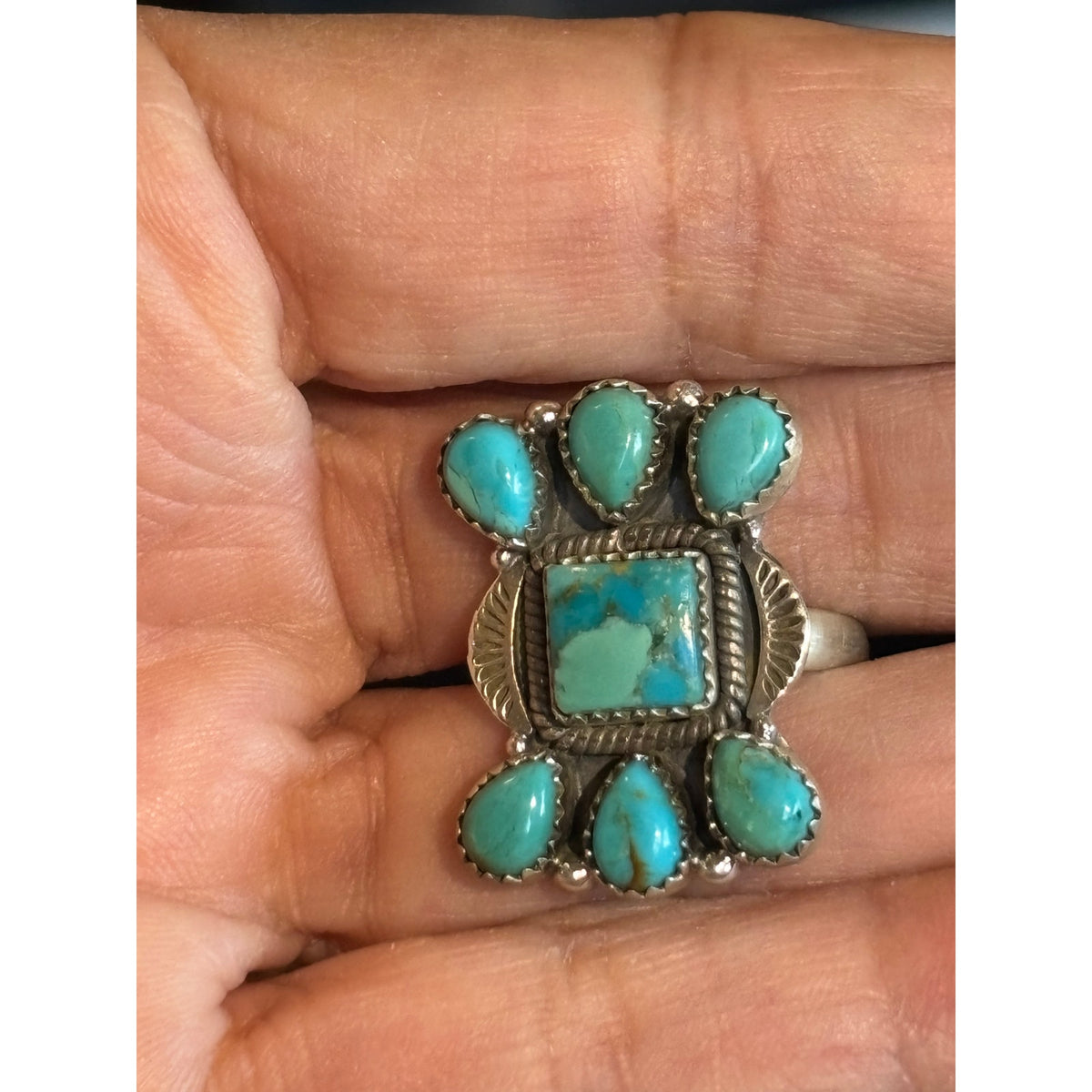 Mojave Turquoise Sterling Silver Native-Inspired Rin[[-[-/-/;;;;;
