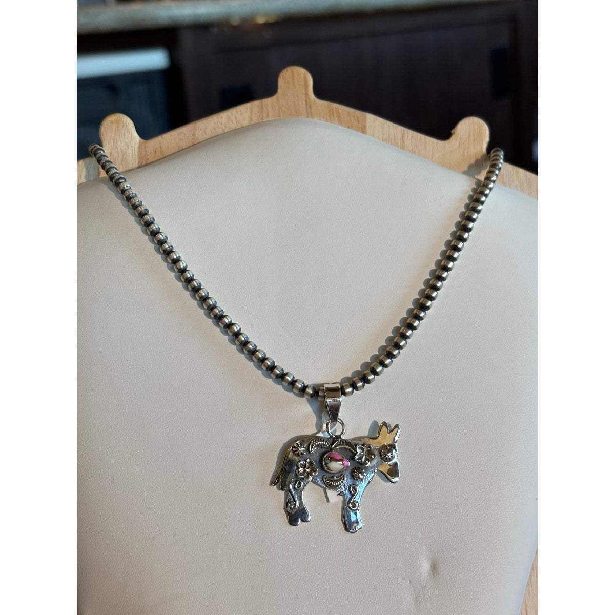 Cotton Candy Turquoise Southwestern Donkey Pendant – Sterling Silver