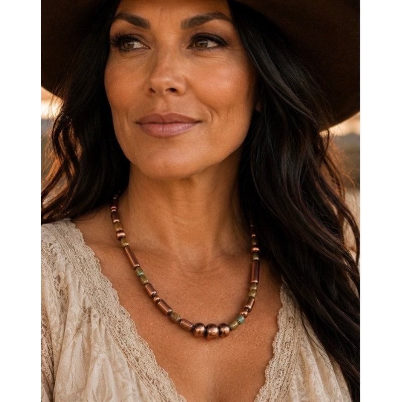 Royston Turquoise & Copper 16-Inch Beaded Necklace | Southwestern