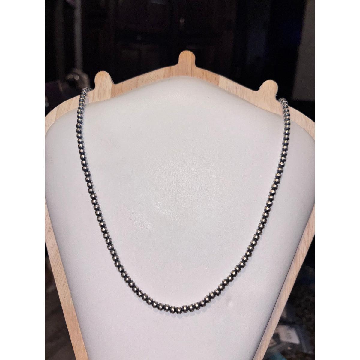 Pearl Beads Sterling Silver 4mm 16” Southwestern Style