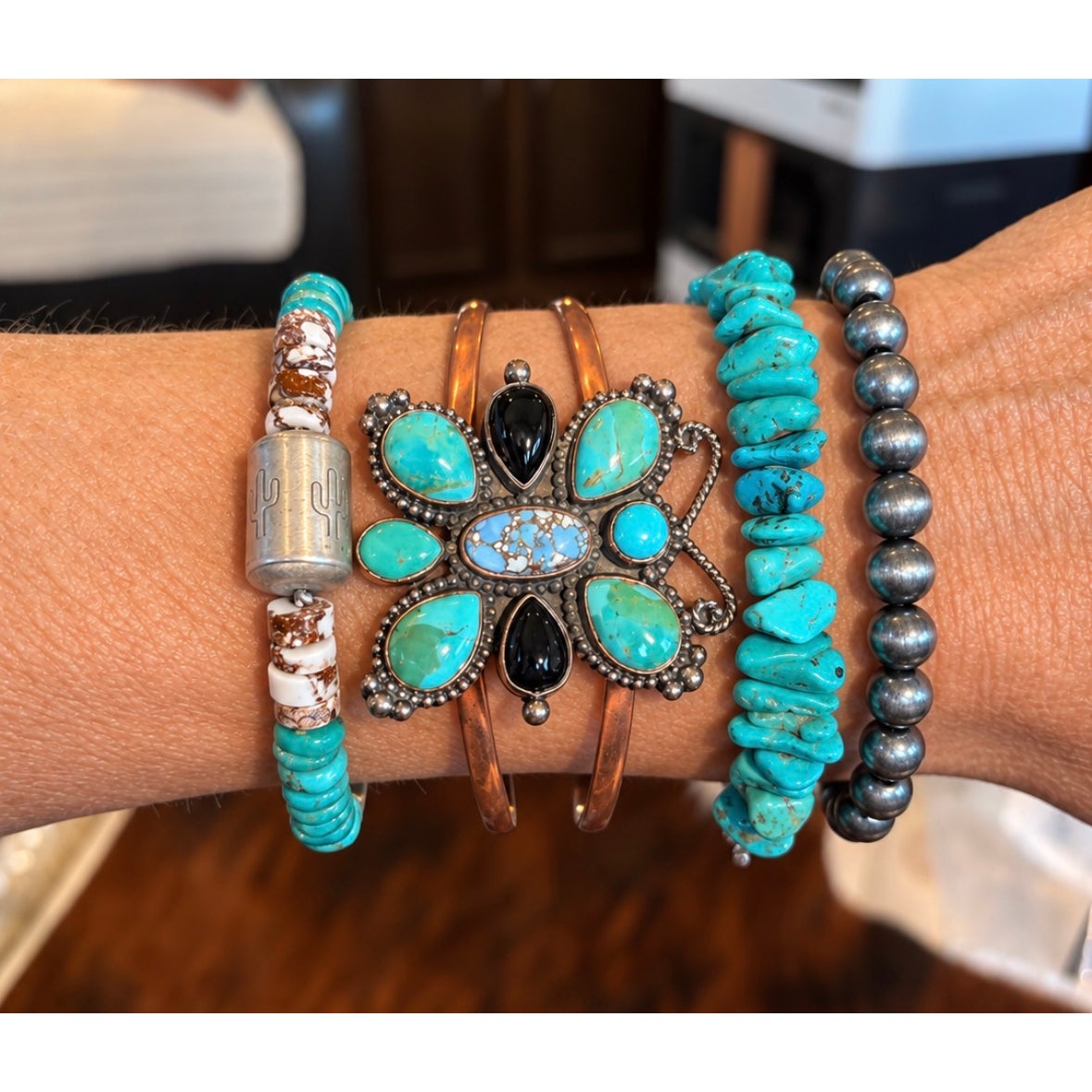 Copper & Turquoise Cuff in Butterfly Design Adjustable