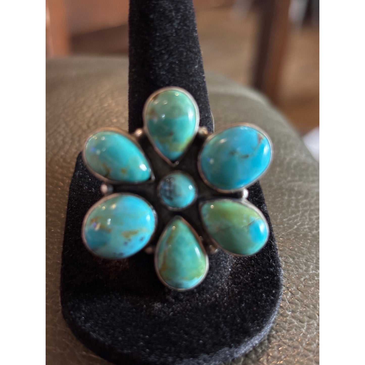 Turquoise Cluster Statement Ring in Sterling Silver
