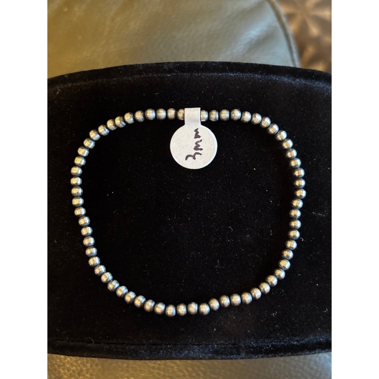 Sterling Silver Pearl Bracelet 7" 3mm Southwestern Style