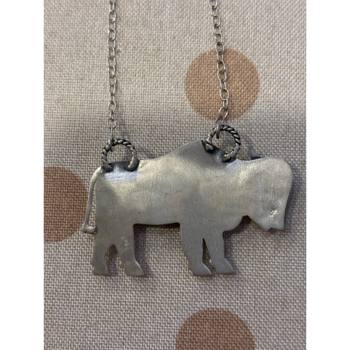 Turquoise Multi Stone Large Buffalo in Sterling Silver with 22" Chain