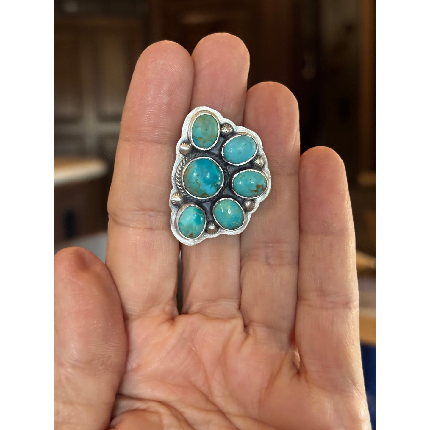 Kingman Mojave Half Cluster Ring in Sterling Silver