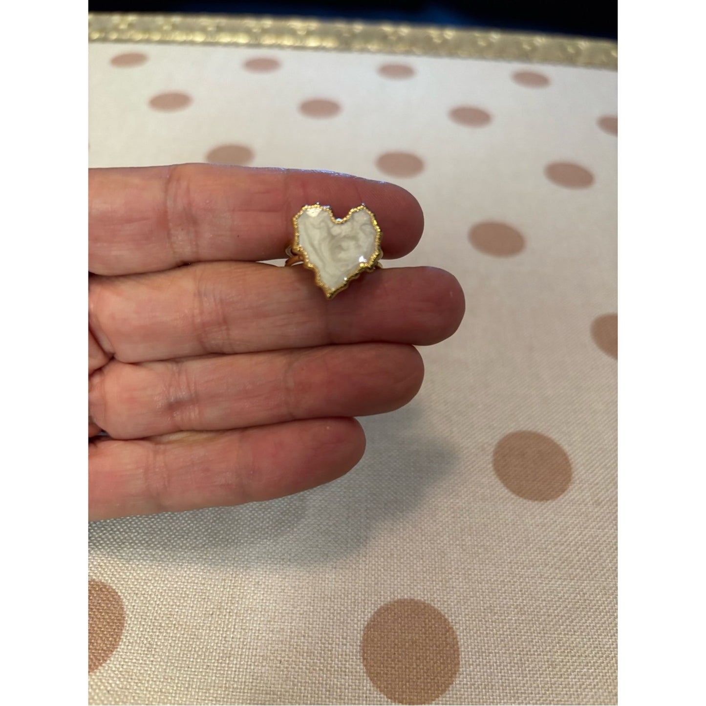 Gold Heart-Shaped White Stone Ring - Women's Fashion Jewelry
