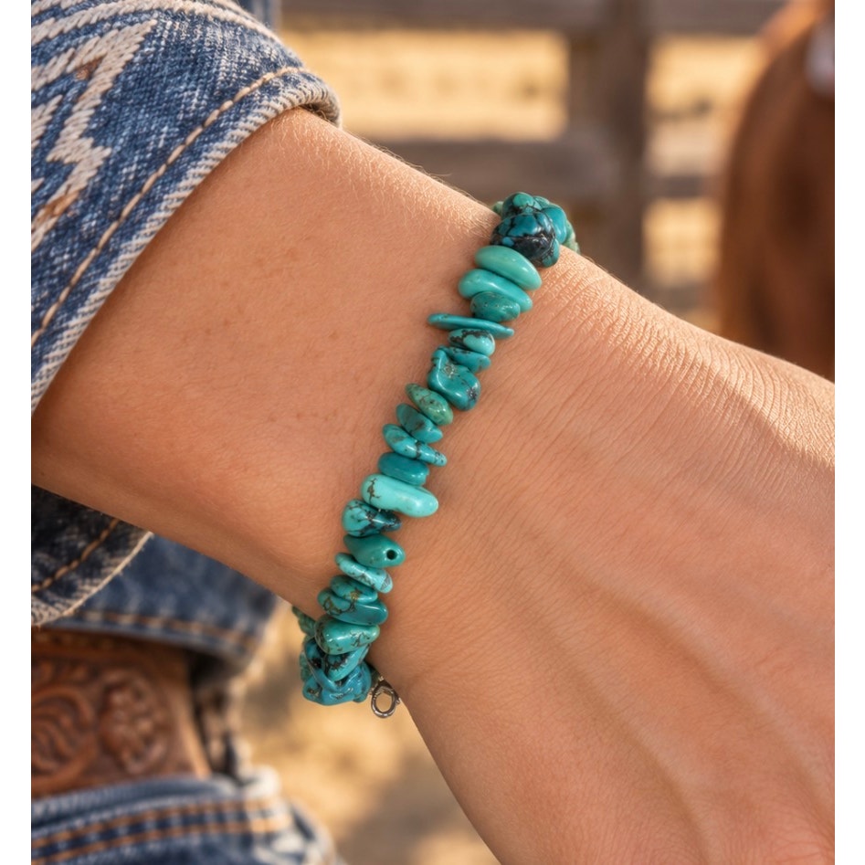 Kingman Turquoise Polished Nugget Bracelet | 7" Southwestern Sterling Silver