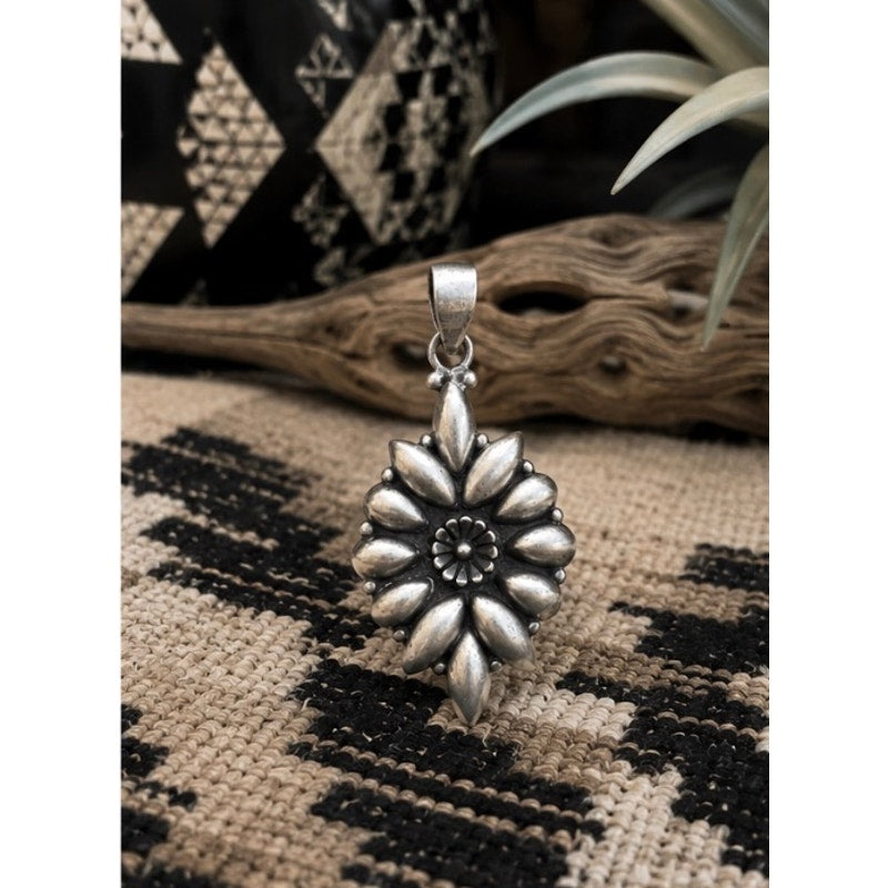 Sterling Silver Concho Style Hand Made Pendant