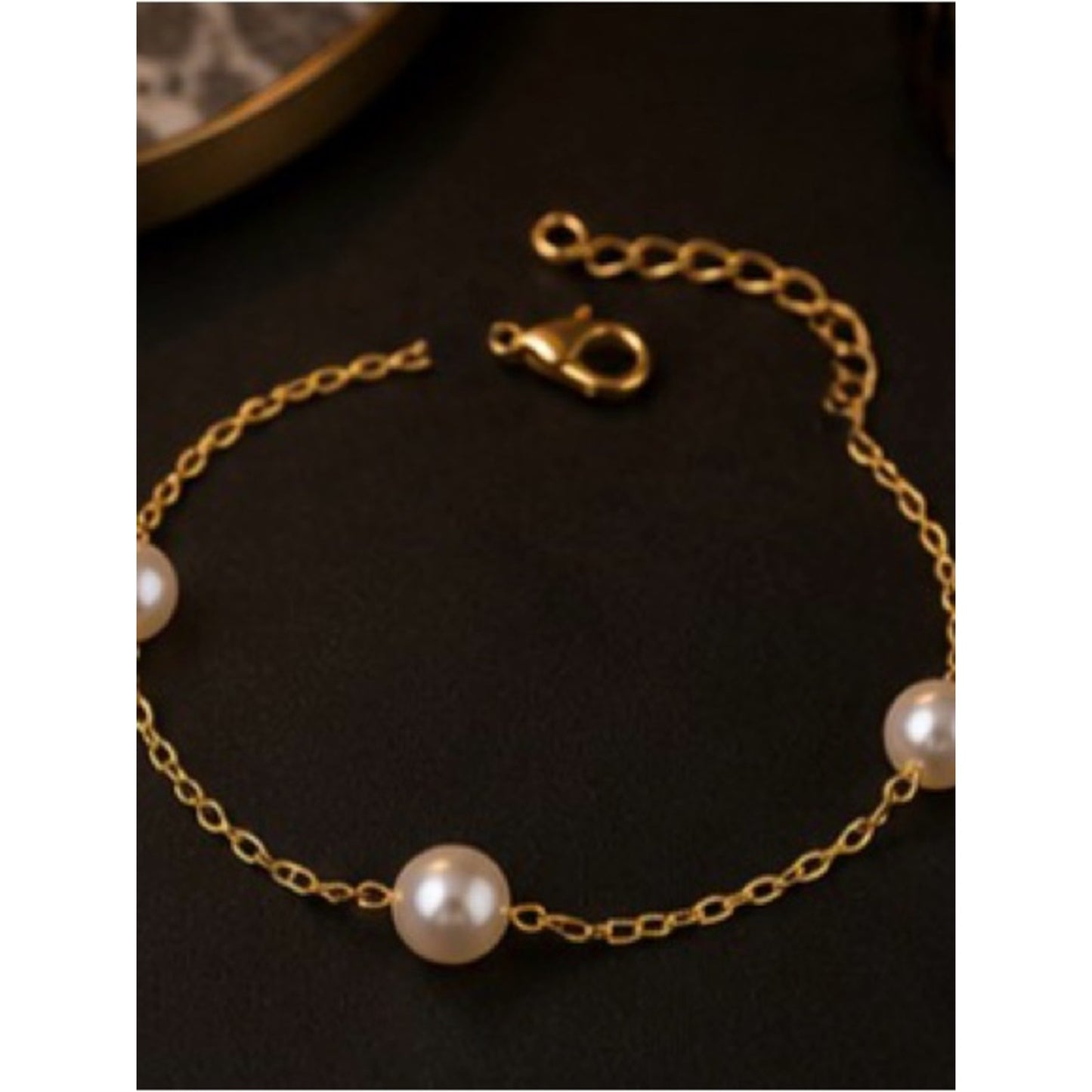 18k Plated Gold Pearl and Crystal Bracelets Water Proof Tarnish Free