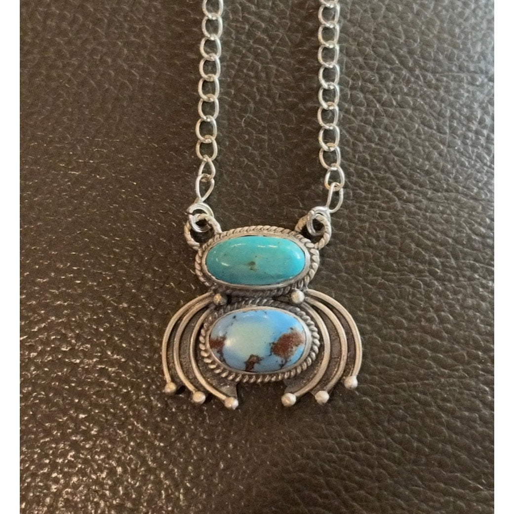 Native inspired Turquoise Necklace Sterling Silver