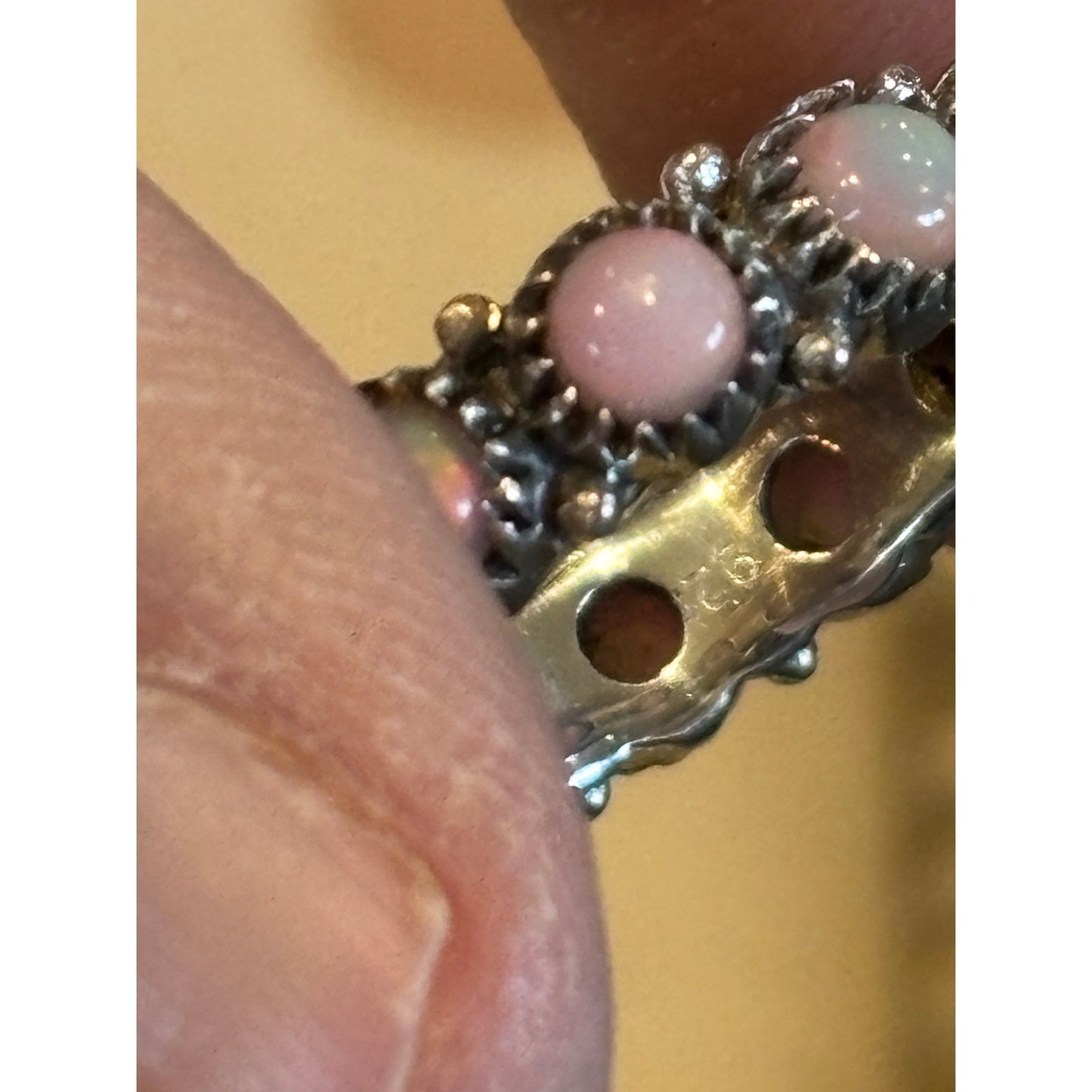 Pink Created Opal Eternity Band Ring Size 10 | Sterling Silver Western Ring
