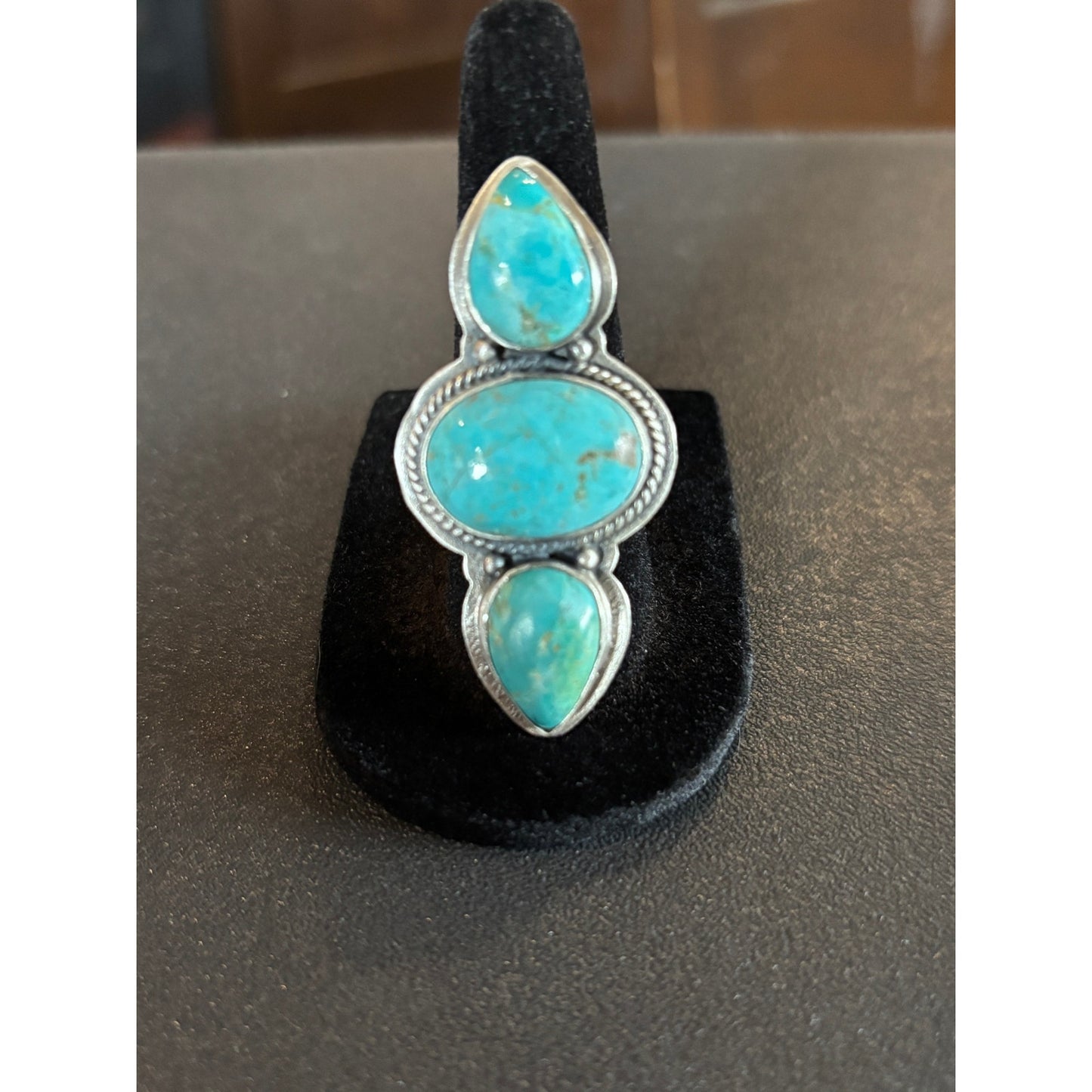 Number Eight Turquoise Three large stones Crawler Ring
