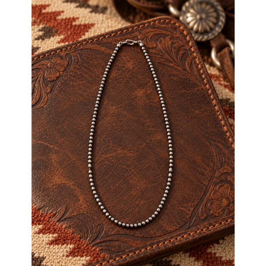 Sterling Silver Pearl Bead Necklace 16'|  3mm Pearls