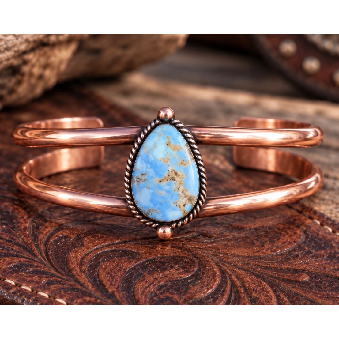 Golden Hills Turquoise Adjustable Copper Cuff Bracelet
