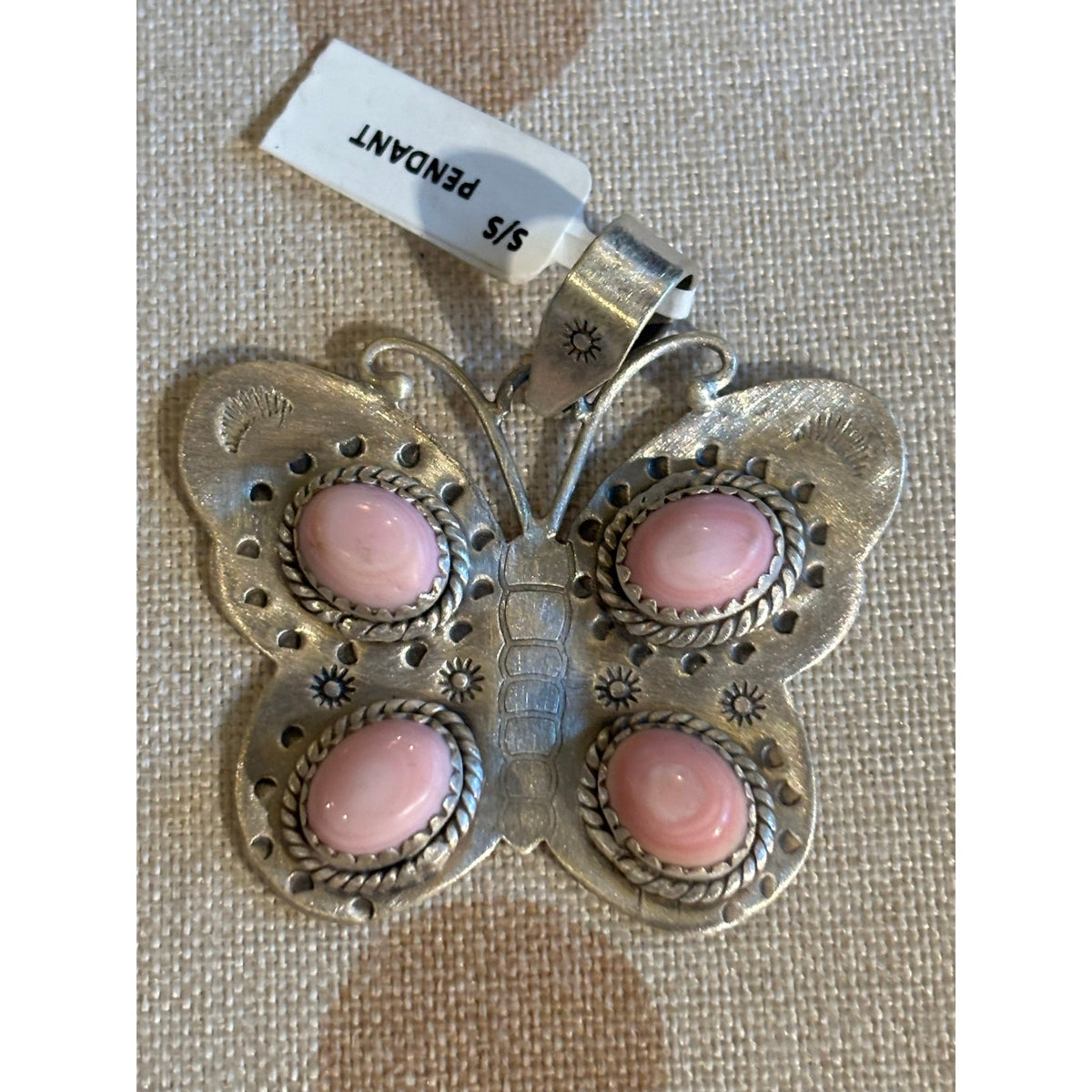 Pink Conch Butterfly Statement Pendant – Sterling Silver Southwestern