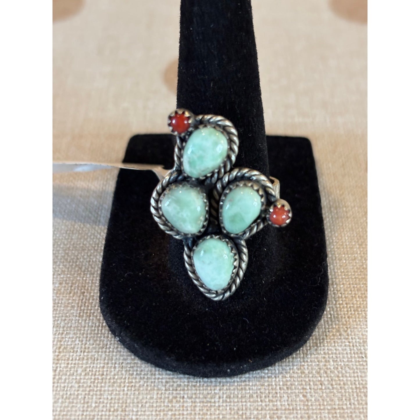 Paloma Turquoise Cactus Ring in Sterling Silver Adjustable