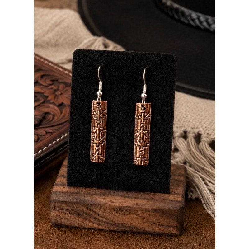Beautiful Copper Dangling Earrings with Stamped designs