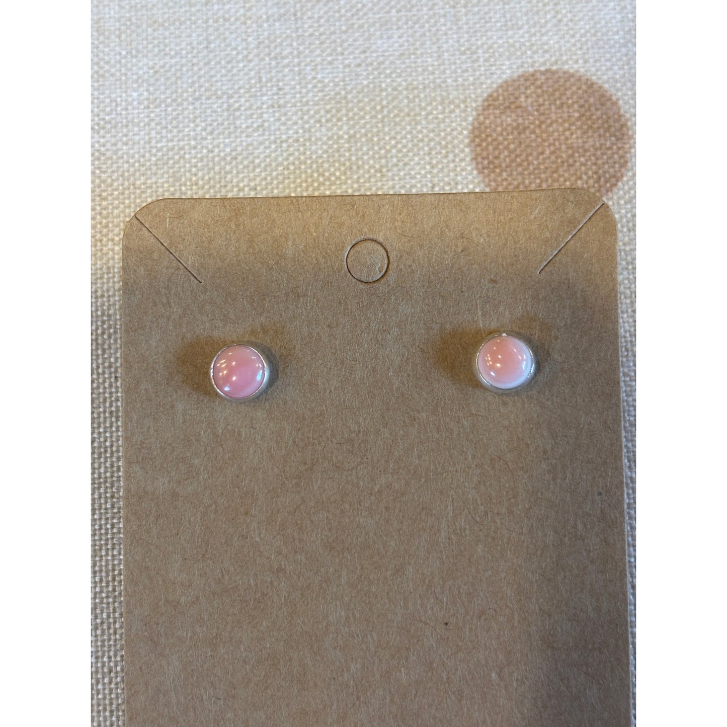 Petite Pink Conch Round Earrings | Sterling Silver Western Style