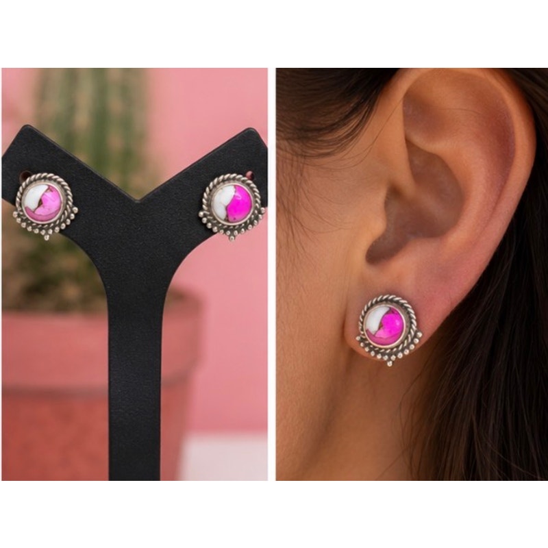 Cotton Candy Turquoise in Sterling Silver Post Earrings