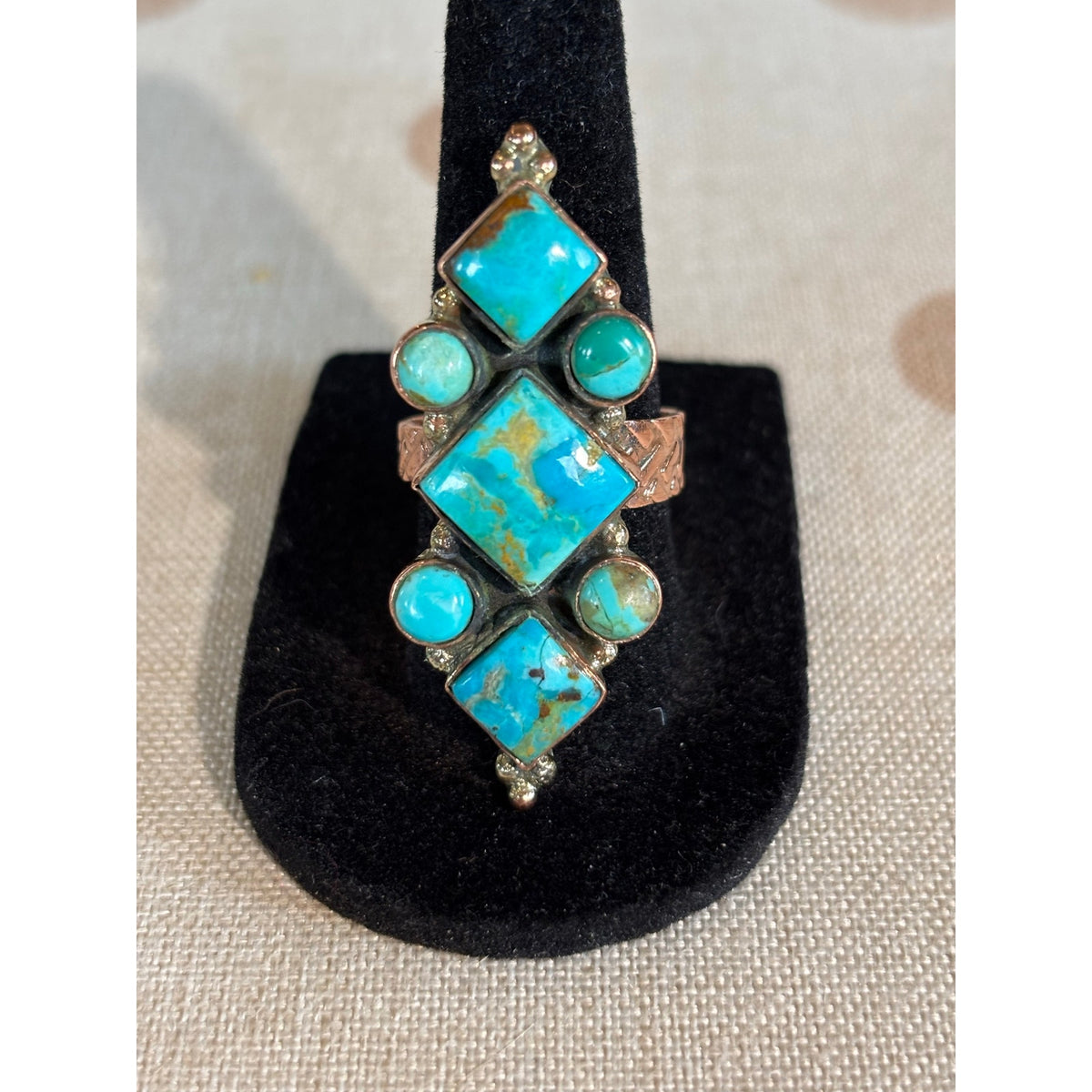 Mojave Turquoise Seven-Stone Copper Statement Ring