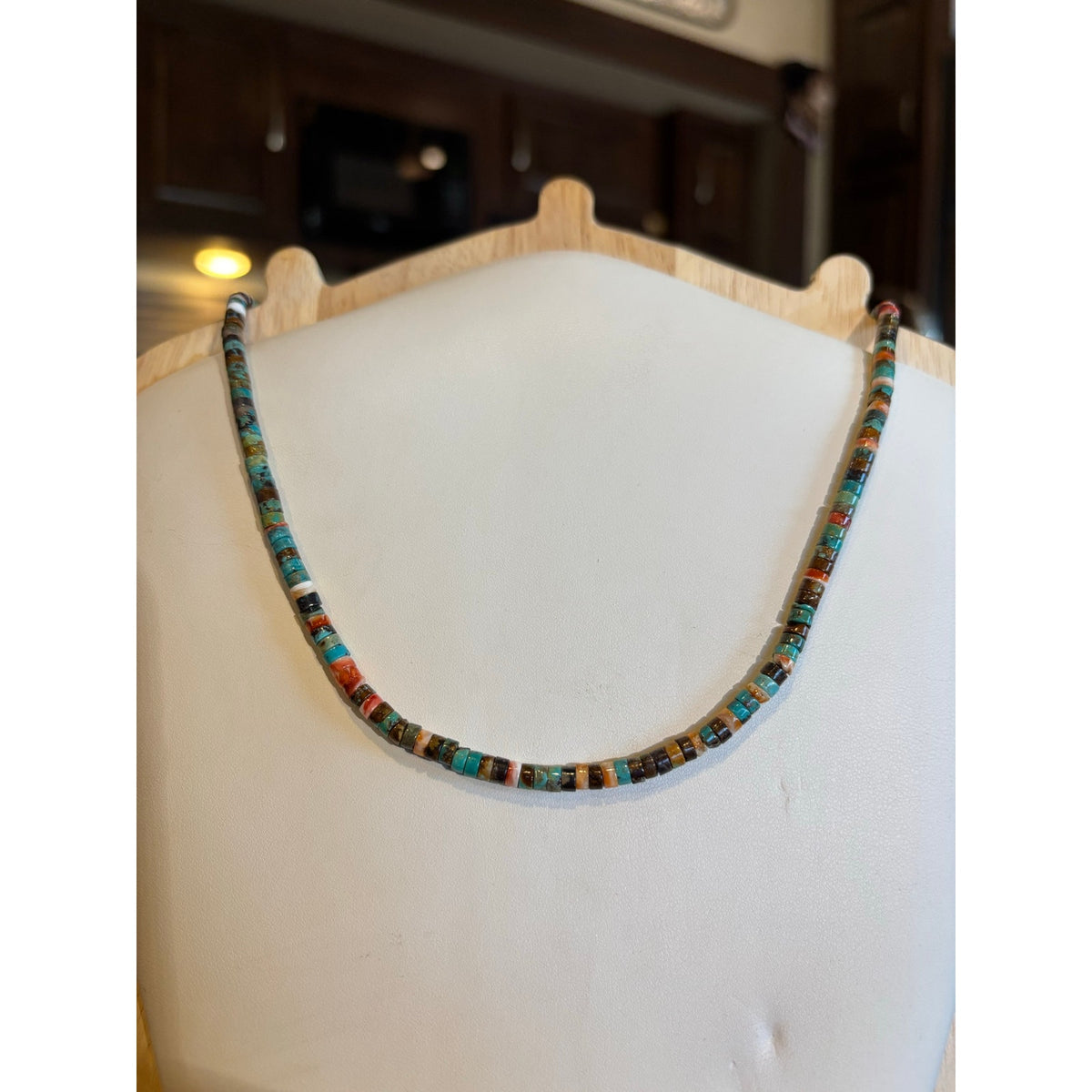 Spiny Oyster and Turquoise Heishi Necklace 16" Western Style
